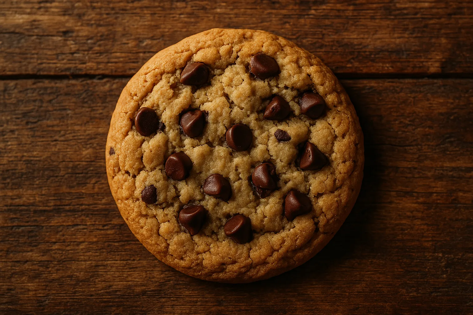 Fresh Subway chocolate chip cookie on rustic wooden table - 220 calories per cookie