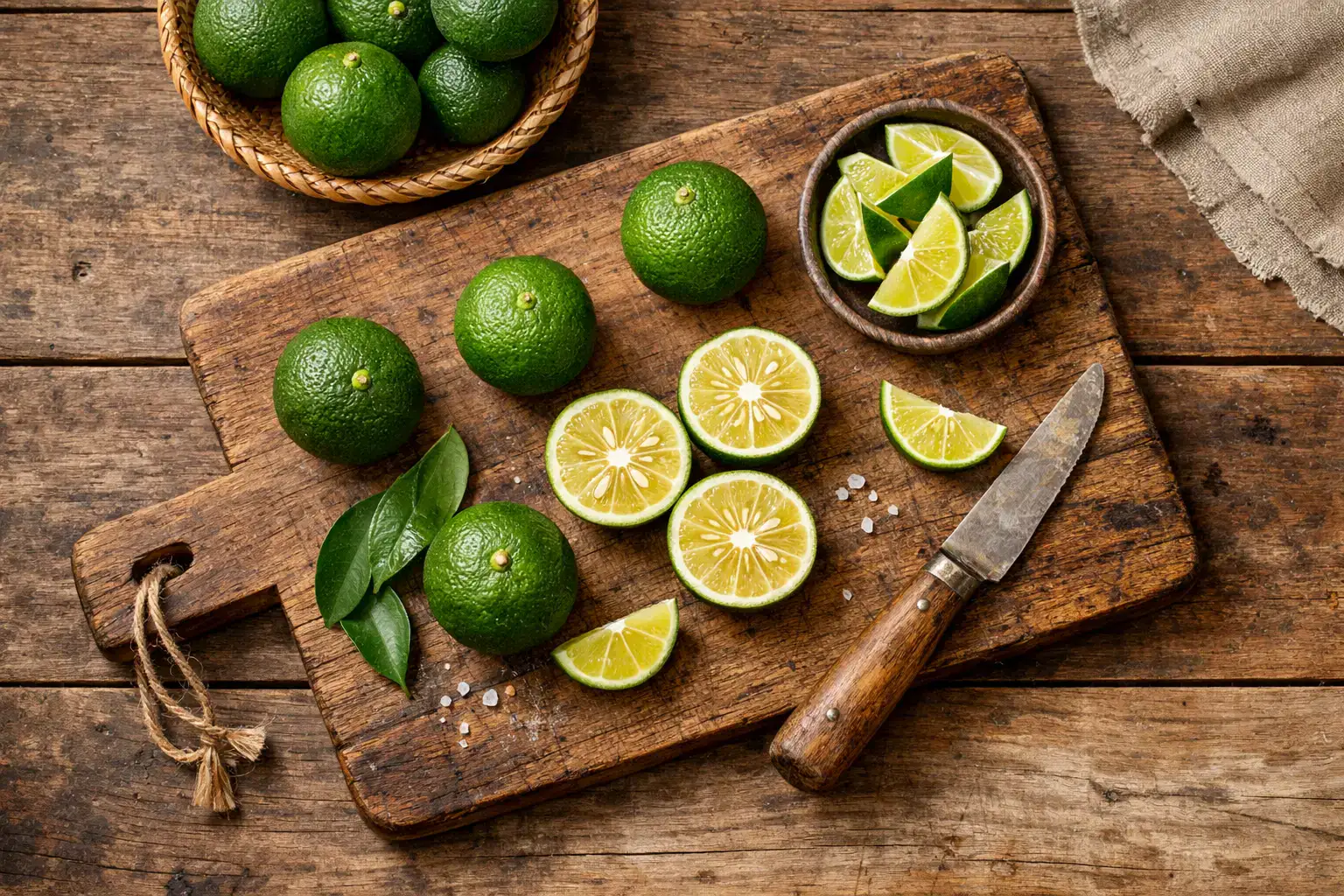 लकड़ी की टेबल पर ताज़ा सुदाची साइट्रस - प्रति फल 6 कैलोरी