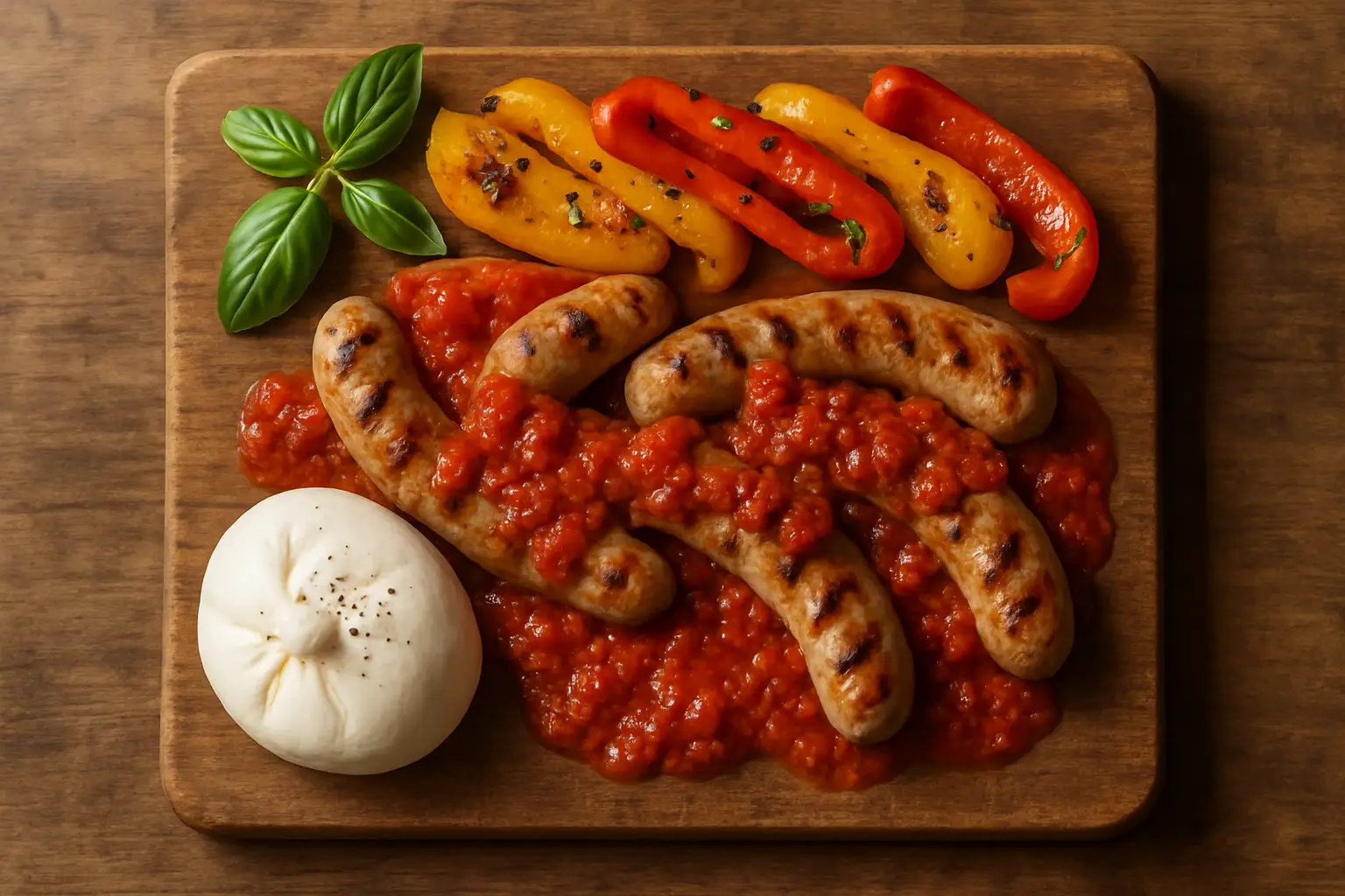 Tesco Finest Arrabbiata Roasted Peppers & Burrata Sausage — premium pork sausages with arrabbiata, roasted peppers, and burrata cheese centre