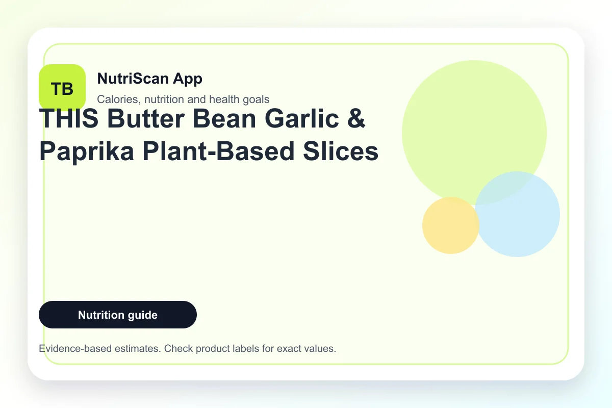 THIS Butter Bean Garlic and Paprika Plant-Based Slices arranged on a rustic wooden board with dried paprika and garlic beside them, soft overhead daylight
