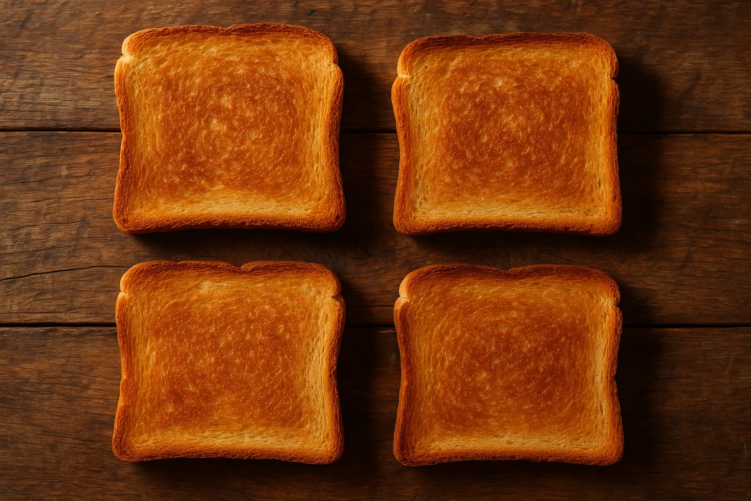Fresh toasted bread on rustic wooden table - 79 calories per slice