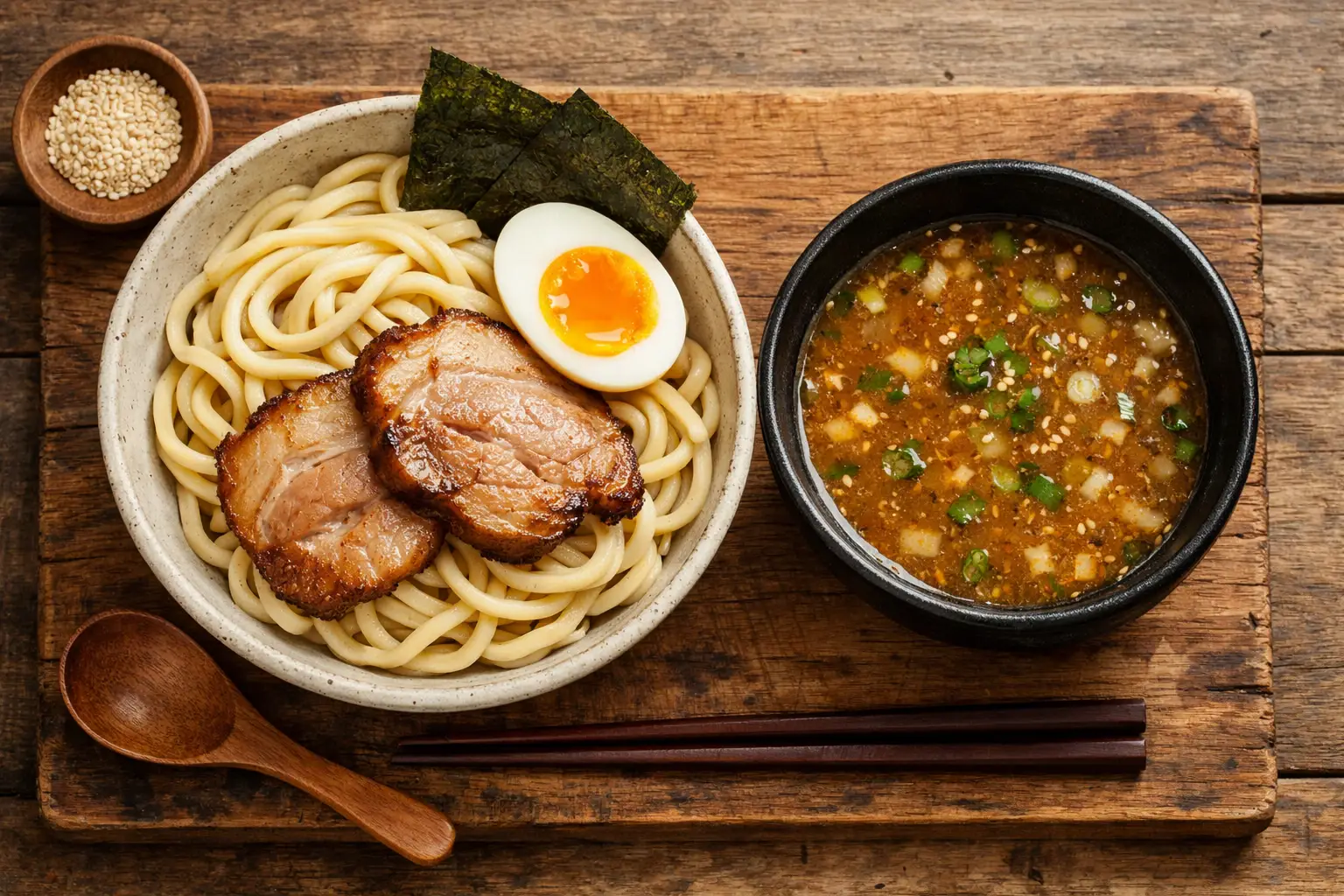 लकड़ी की मेज पर ताजा सुकेमेन - प्रति कटोरी 471 कैलोरी