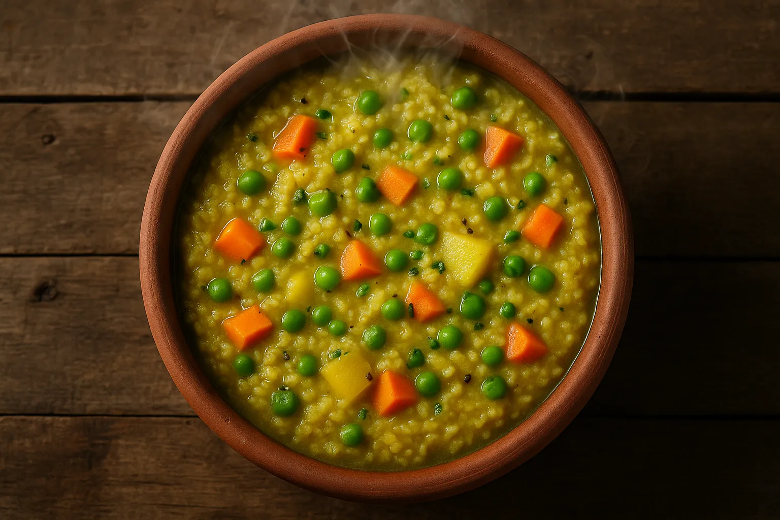 Vegetable khichdi in traditional earthen pot - 150 calories per cup