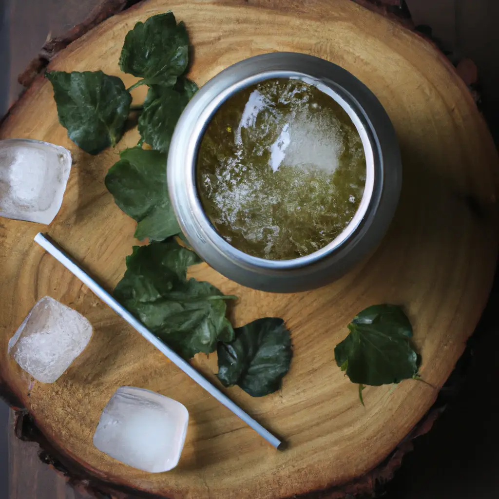 Fresh Yerba Madre Sparkling Yerba Mate on rustic wooden table - 15 calories per can