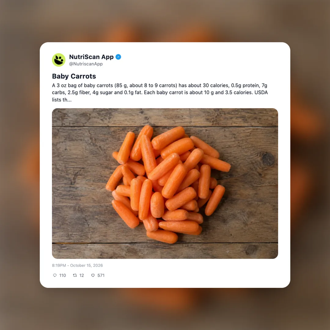Baby Carrots nutrition card 1