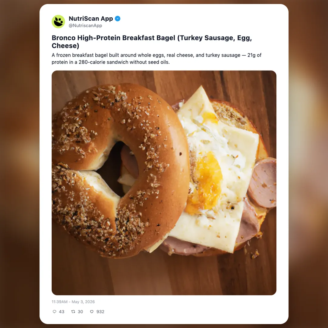 bronco-high-protein-breakfast-bagel-turkey-sausage-egg-cheese social card 1