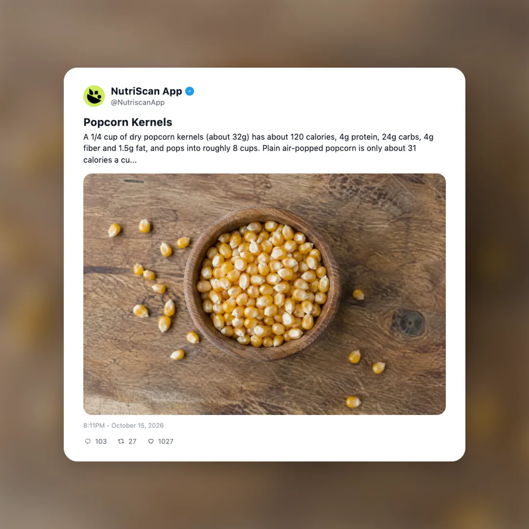 Popcorn Kernels nutrition card 1