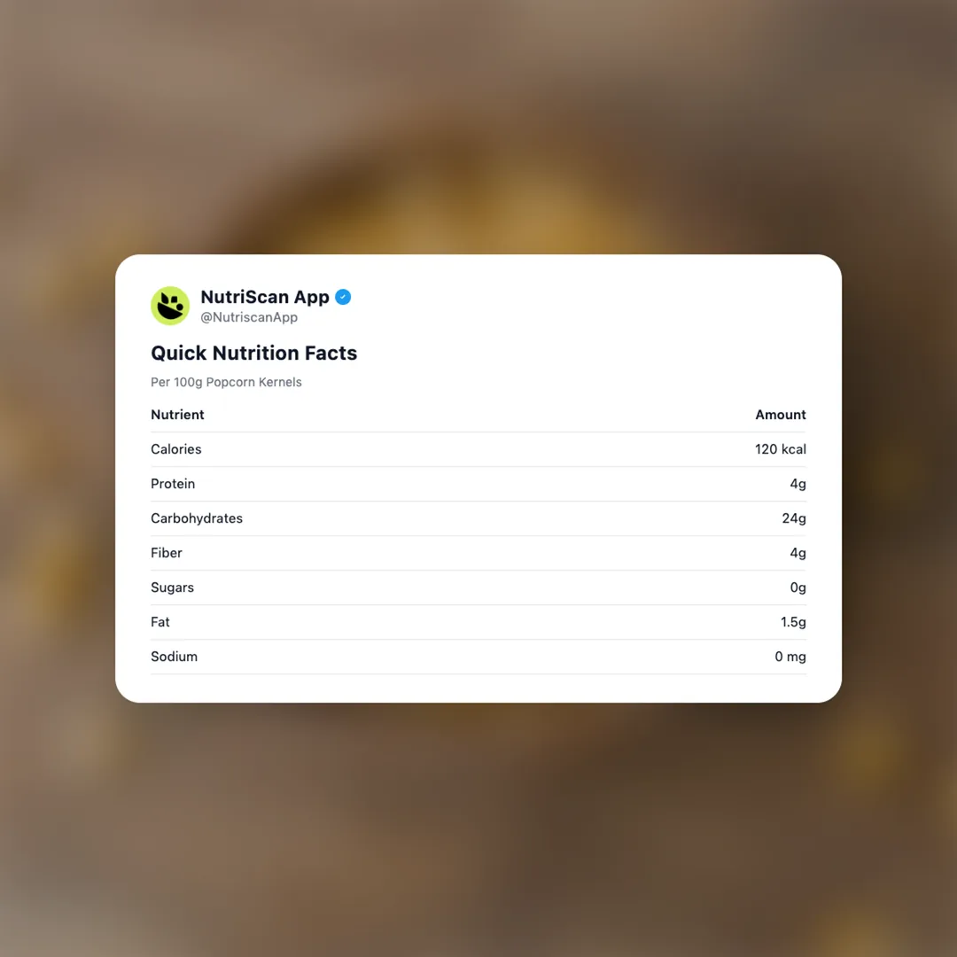 Popcorn Kernels nutrition card 2