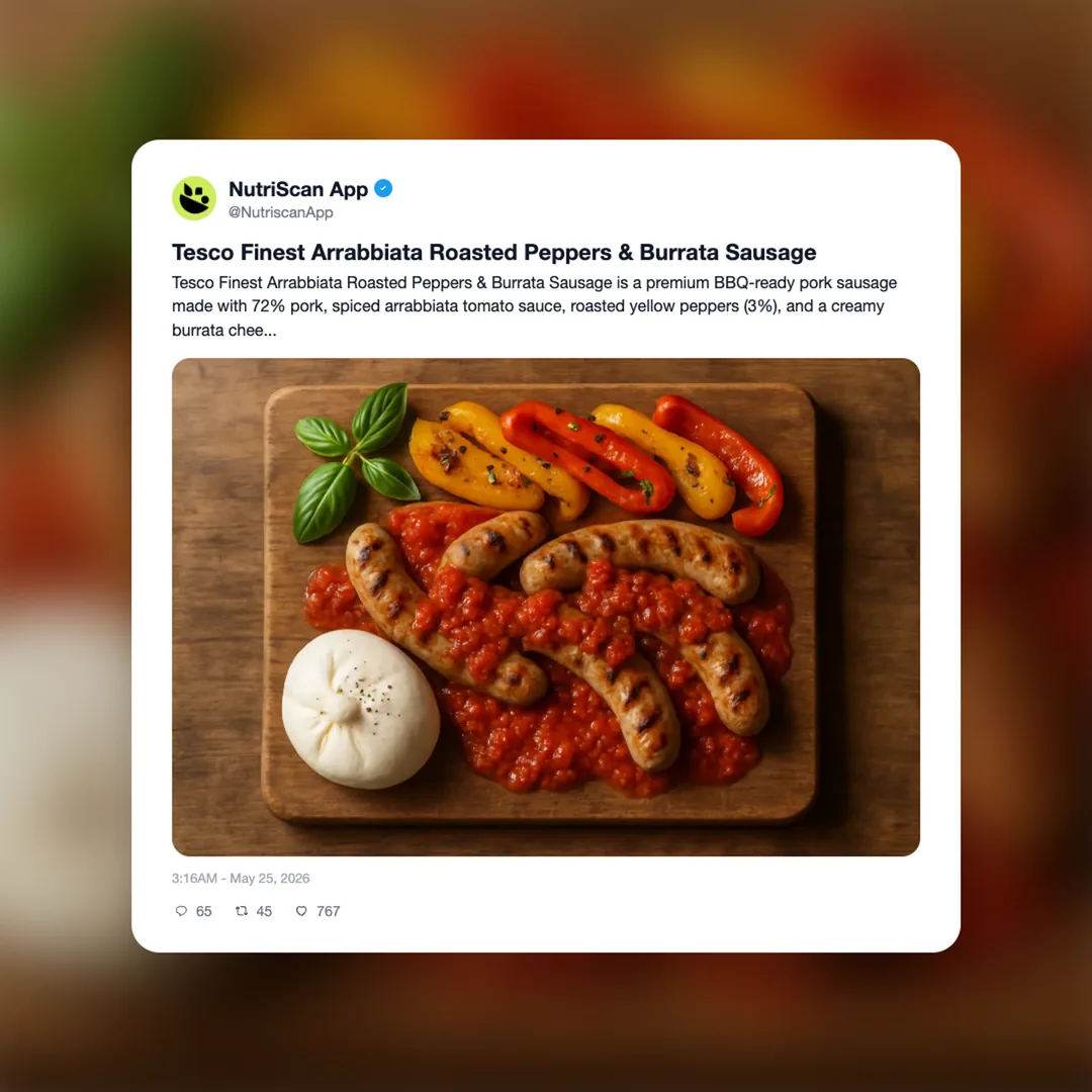 tesco-finest-arrabbiata-roasted-peppers-and-burrata-sausage social card 1