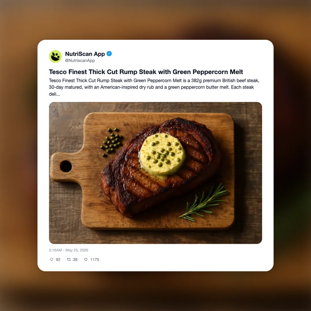 tesco-finest-thick-cut-rump-steak-with-green-peppercorn-melt social card 1