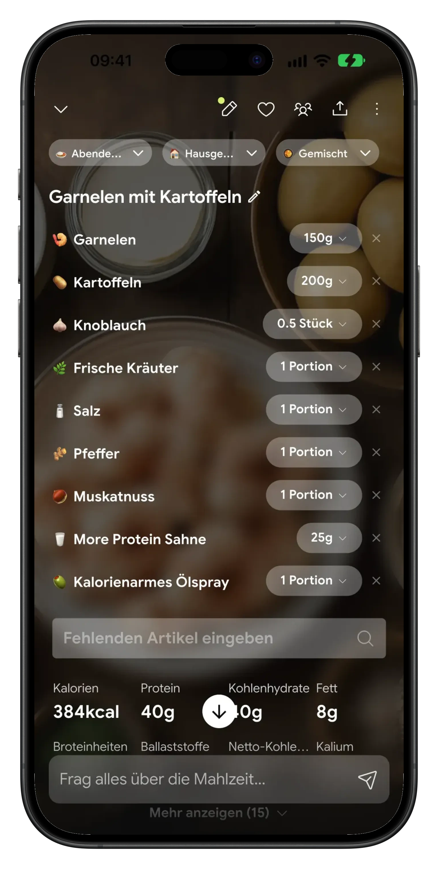 Aufschlüsselung einer Mahlzeit nach dem Fasten
