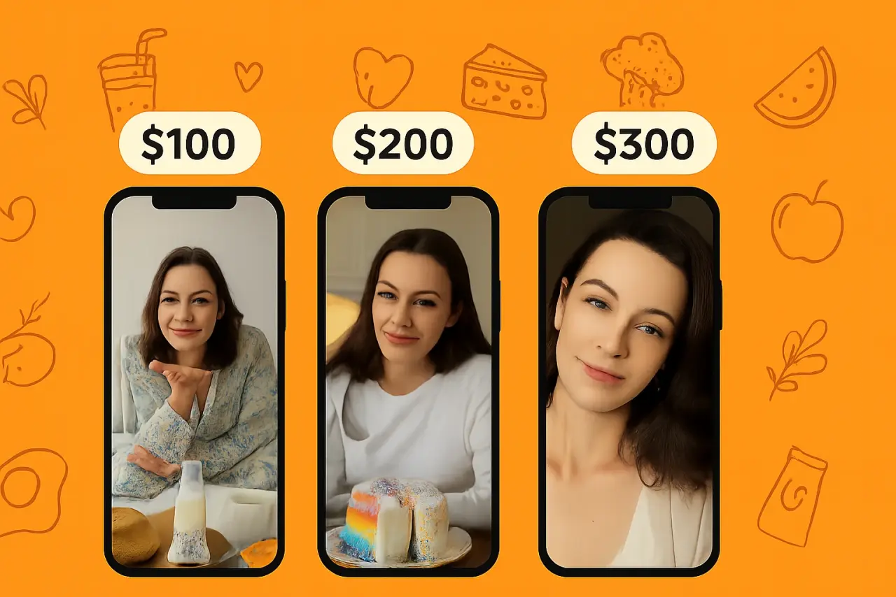 Comparison layout of three calorie tracking app pricing tiers with budget icons and smartphone screens
