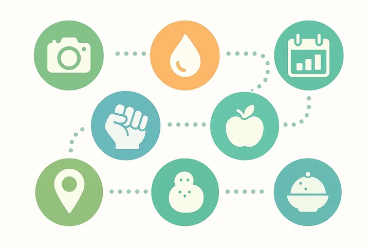 Visual guide showing the 7 steps for accurate meal tracking
