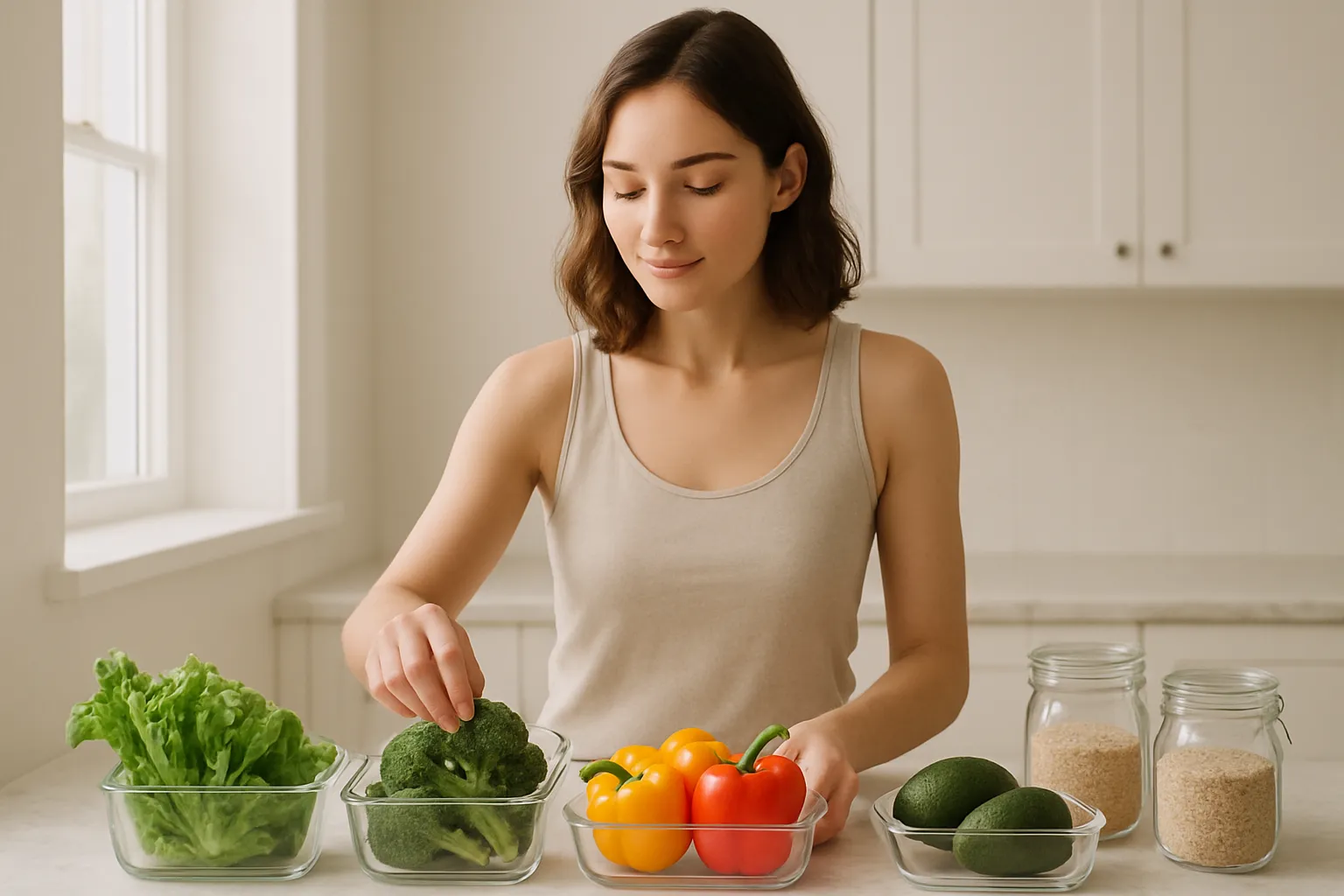 Woman making healthy food choices, representing PCOS-friendly eating for better hormonal health and symptom management
