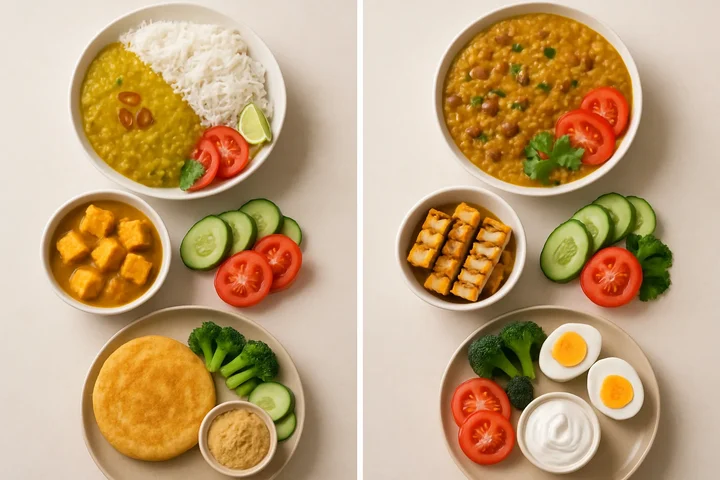 Meal comparison showing traditional vs high-protein versions