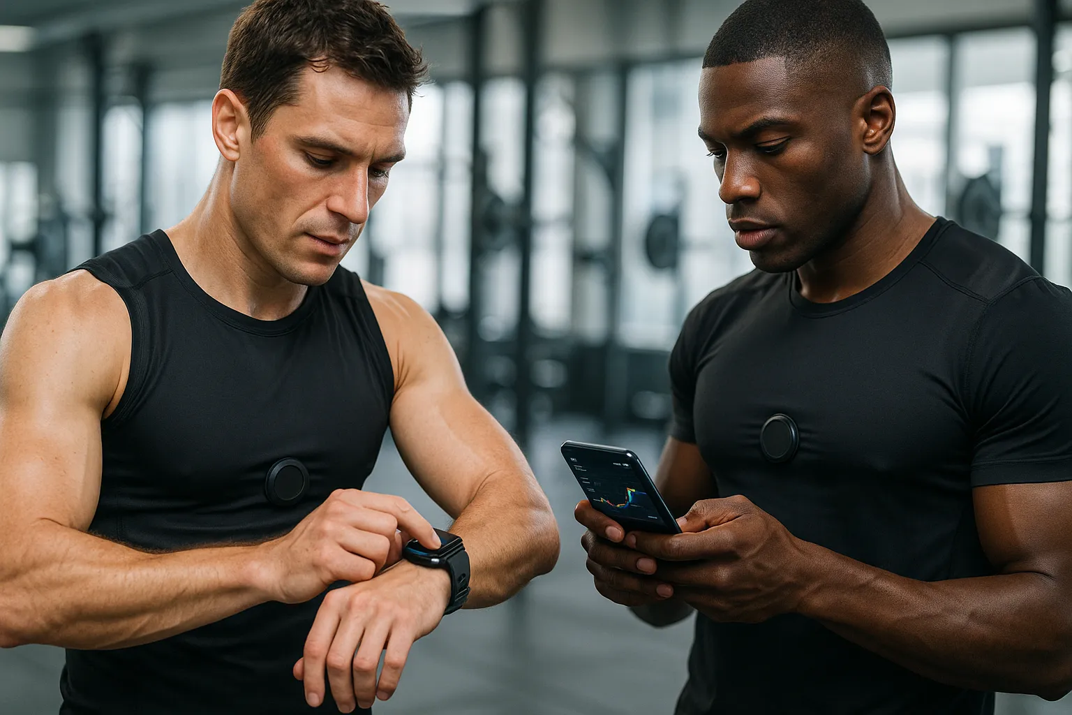 Olympic athletes using biometric monitoring devices to track nutrition data in real-time