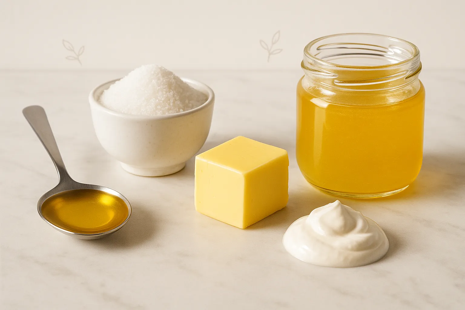 Hidden calorie sources: oil, sugar, ghee, butter, cream Hidden calorie sources in Indian cooking showing oil, sugar, ghee, butter, and cream