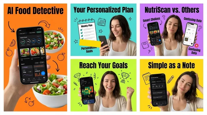 Person using NutriScan app to scan a healthy meal, showing AI-powered nutrition tracking in action