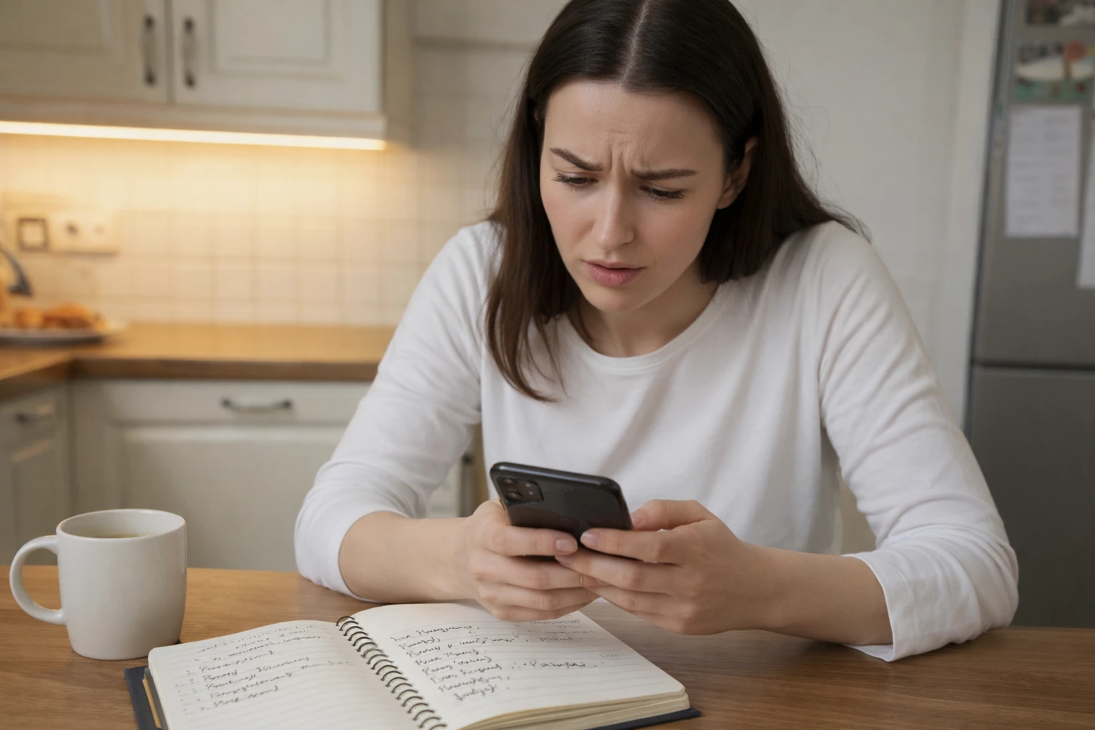 Person frustrated with manual food logging, representing the challenges of traditional calorie counting
