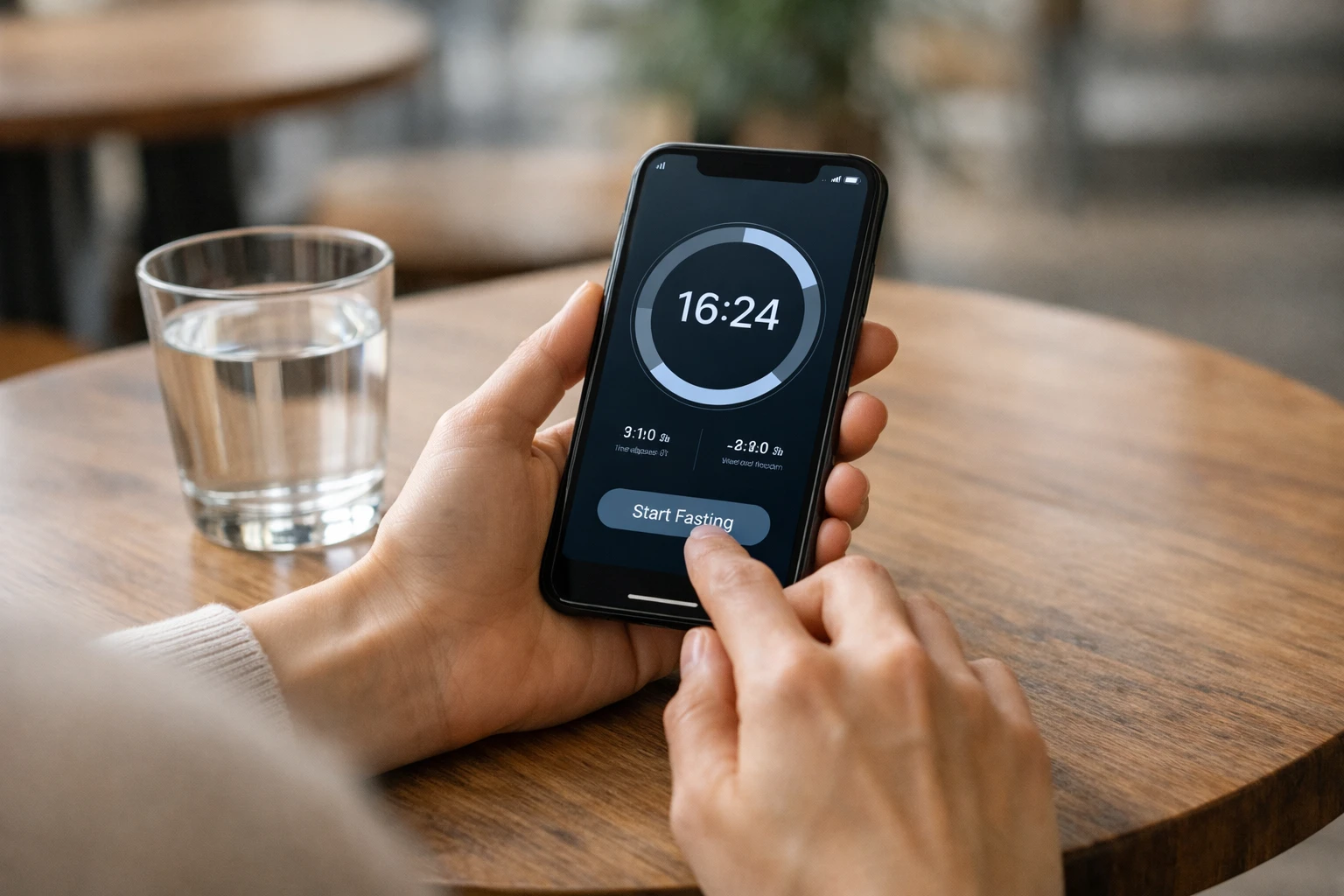 Simple app calorie tracking and fasting features on a smartphone screen