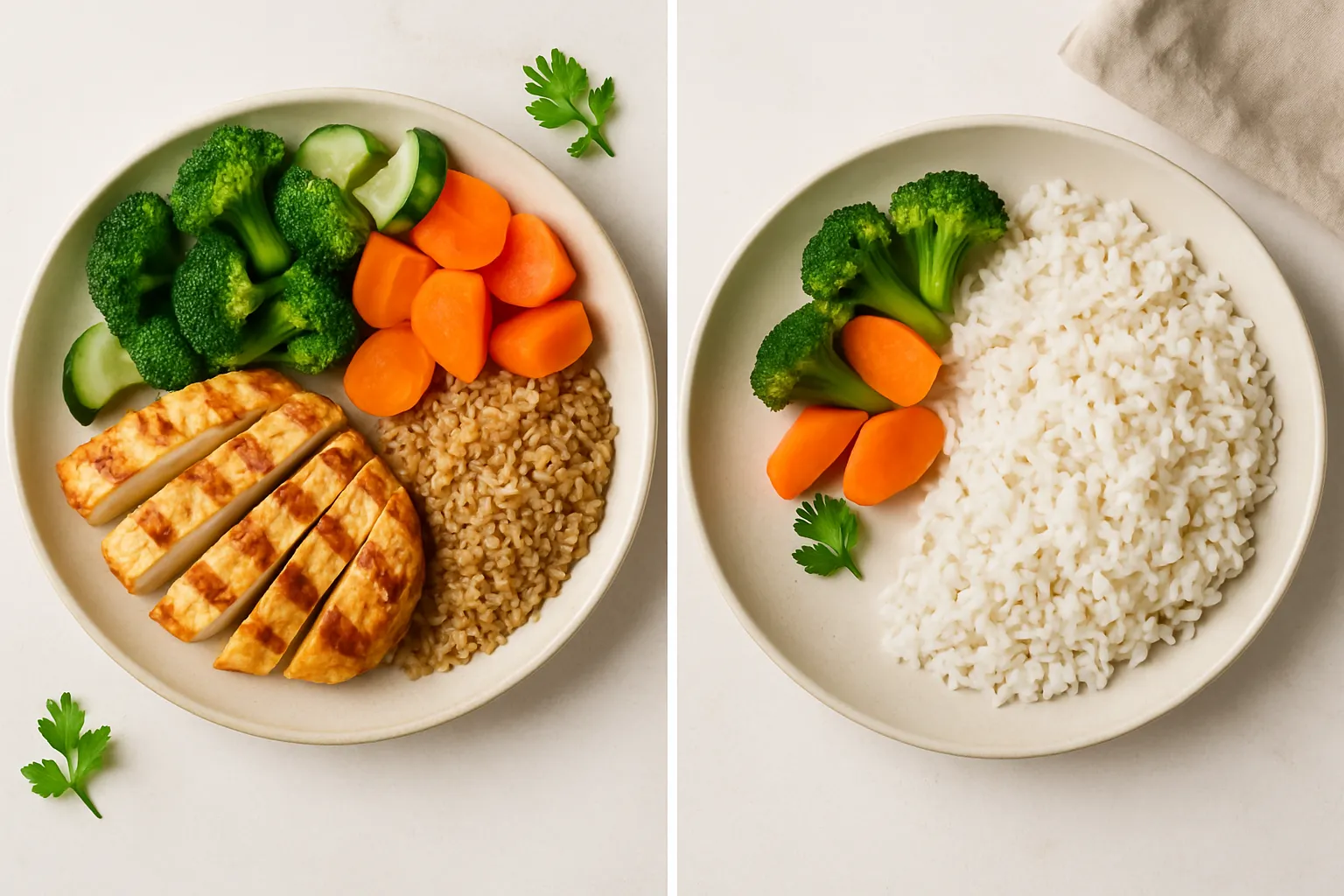 Visual comparison of proper portion sizes for diabetic meals
