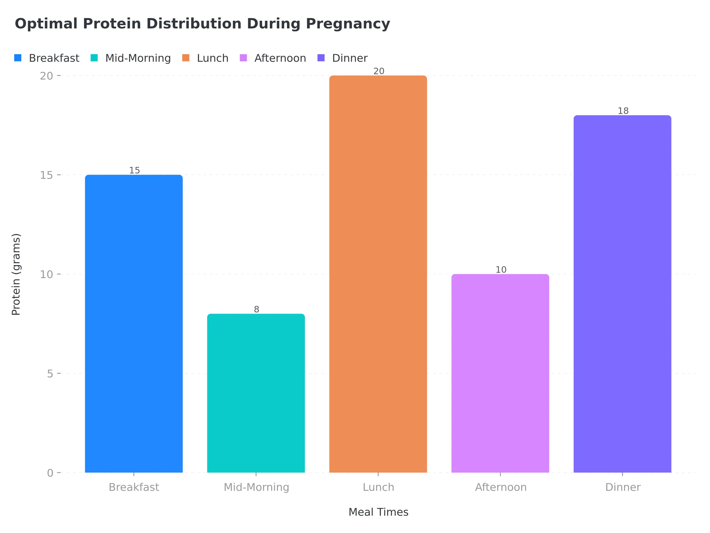 Daily protein distribution during pregnancy showing optimal intake timing