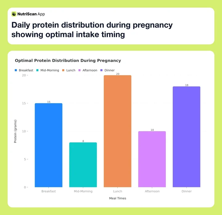 Daily protein distribution during pregnancy showing optimal intake timing