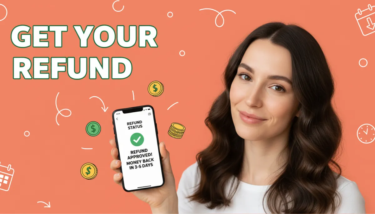 Person looking at phone with frustrated expression reviewing fasting app subscription and refund options