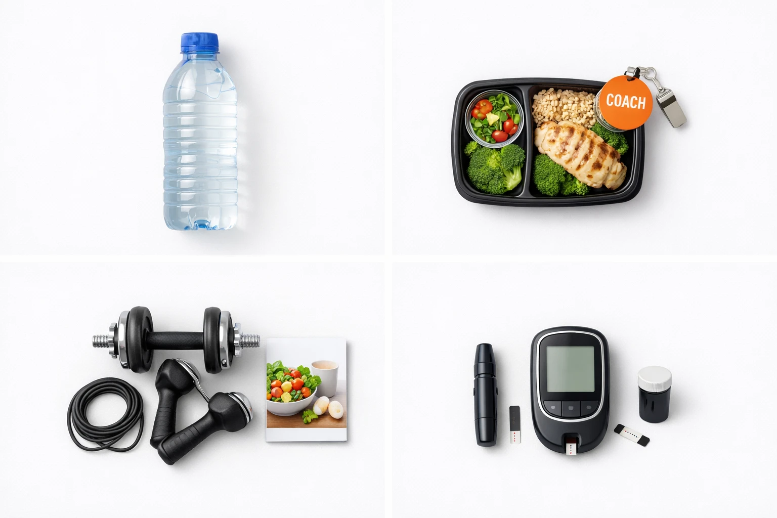 Four subscription plan tiers represented by simple objects arranged on a minimal background