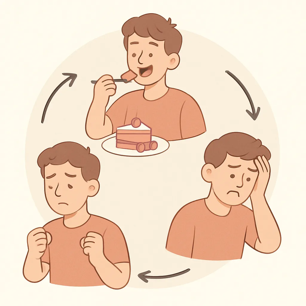 The eat-repent-repeat cycle illustration