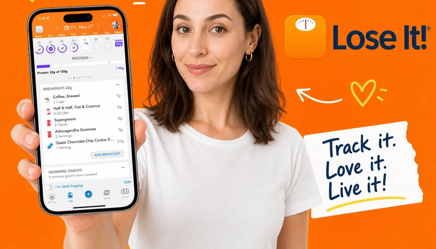Three smartphones showing calorie tracking apps beside a wallet and coins on a light desk