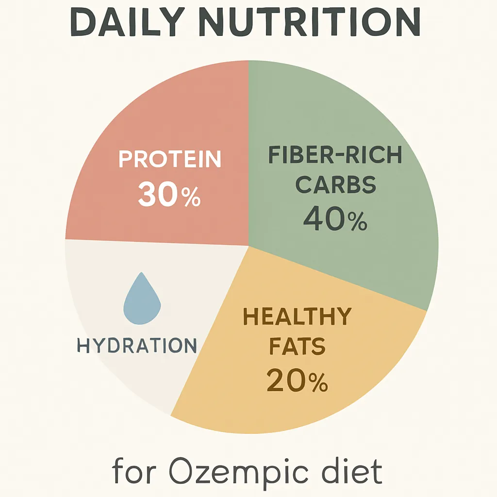 Balanced nutrition circle showing macronutrient distribution for Ozempic diet