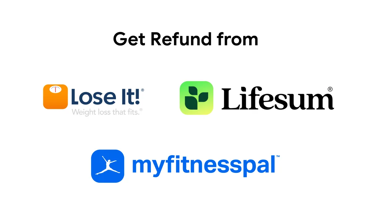 Person comparing calorie tracking app refund policies on phone and laptop at a desk