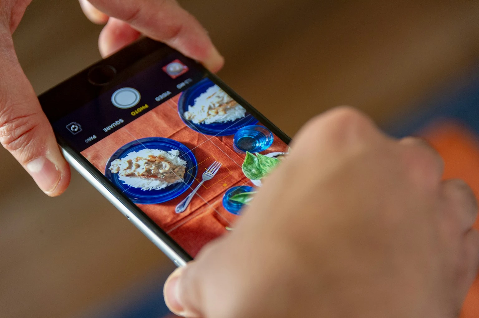 Person tracking food on a smartphone app