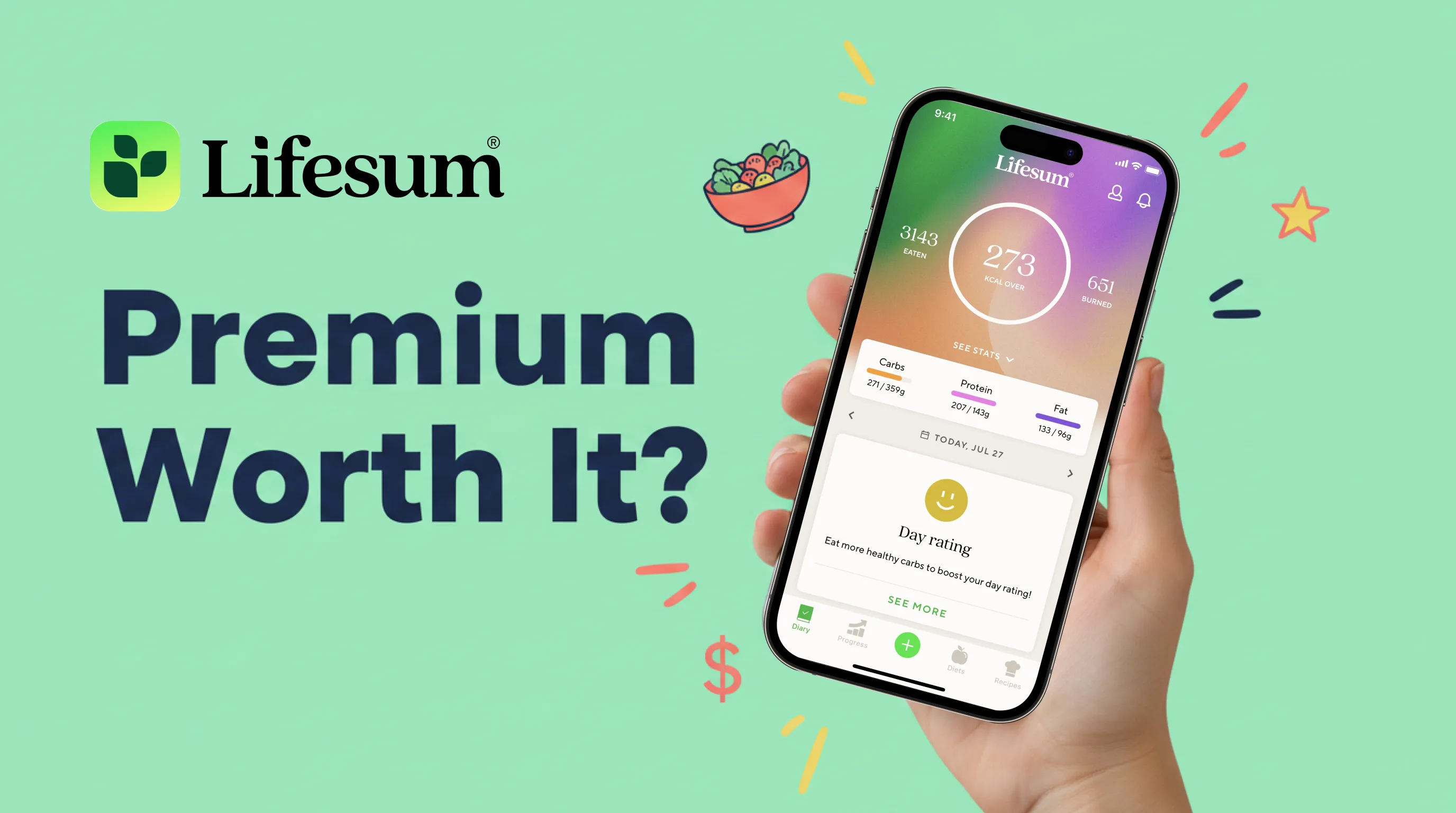 Lifesum Premium 2026 review showing meal plans, macro tracking, and pricing comparison for nutrition app