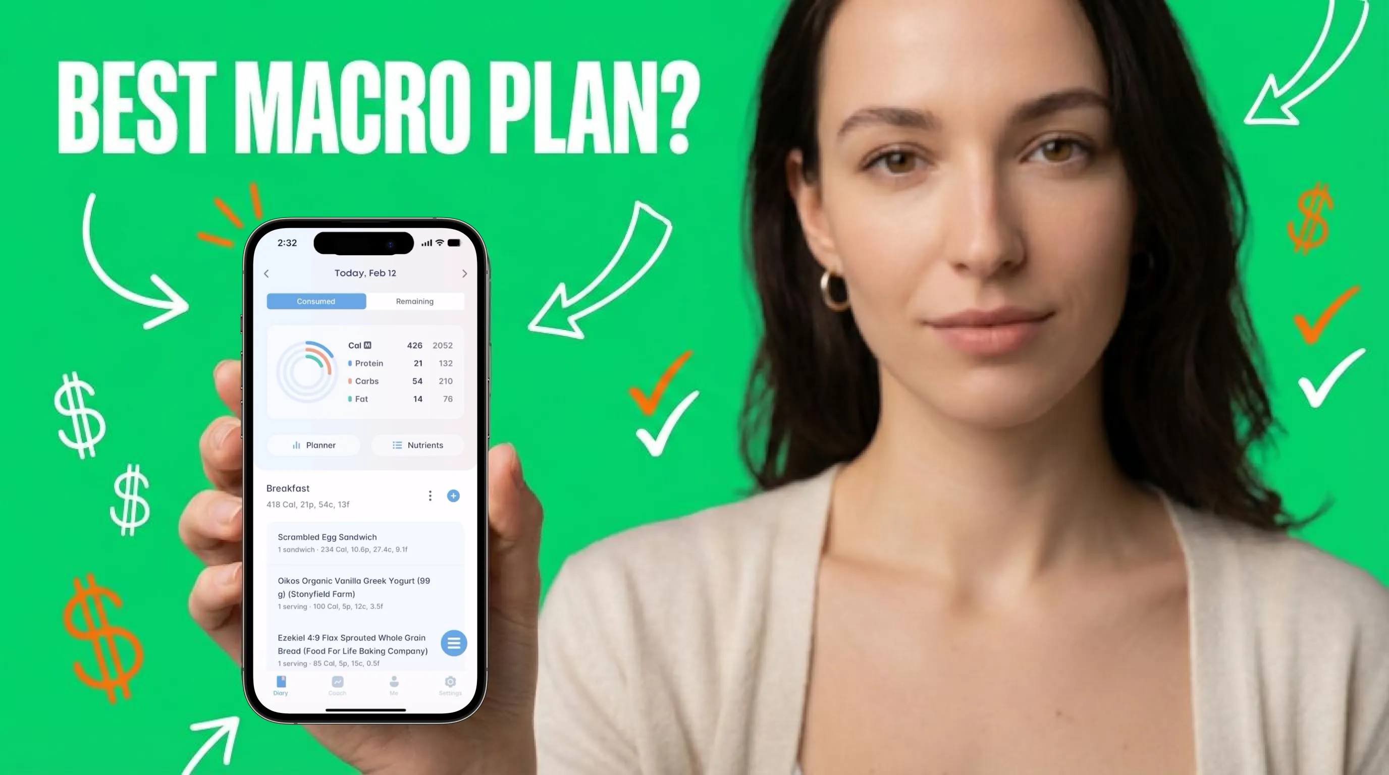Carbon Diet Coach pricing comparison showing monthly and annual plan options for macro coaching