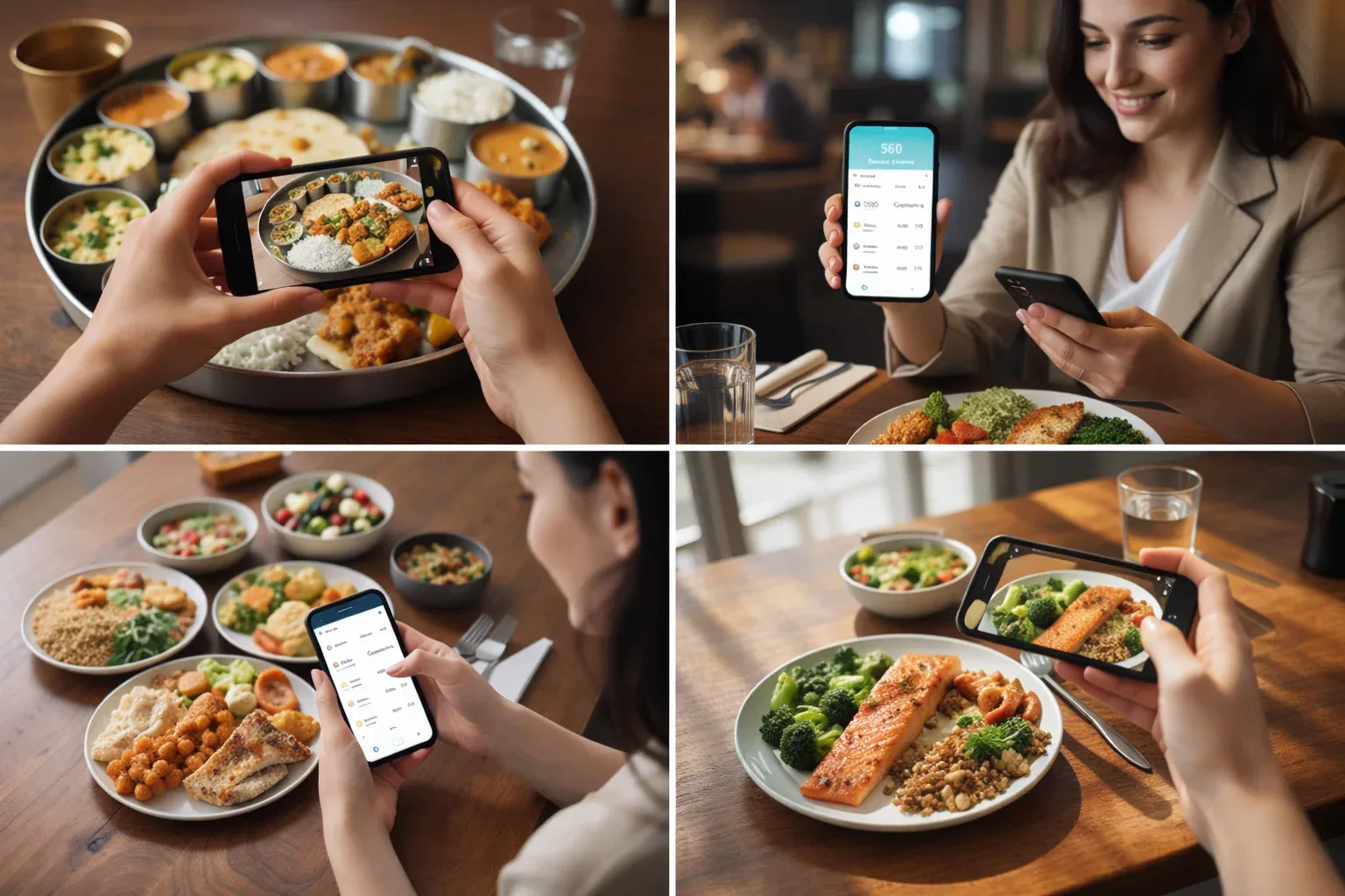 Real-world meal tracking scenarios showing NutriScan in action