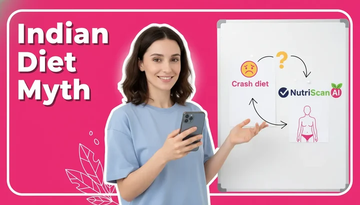 Traditional Indian woman looking confused at Western diet plan, representing the mismatch between generic weight loss advice and Indian genetic requirements