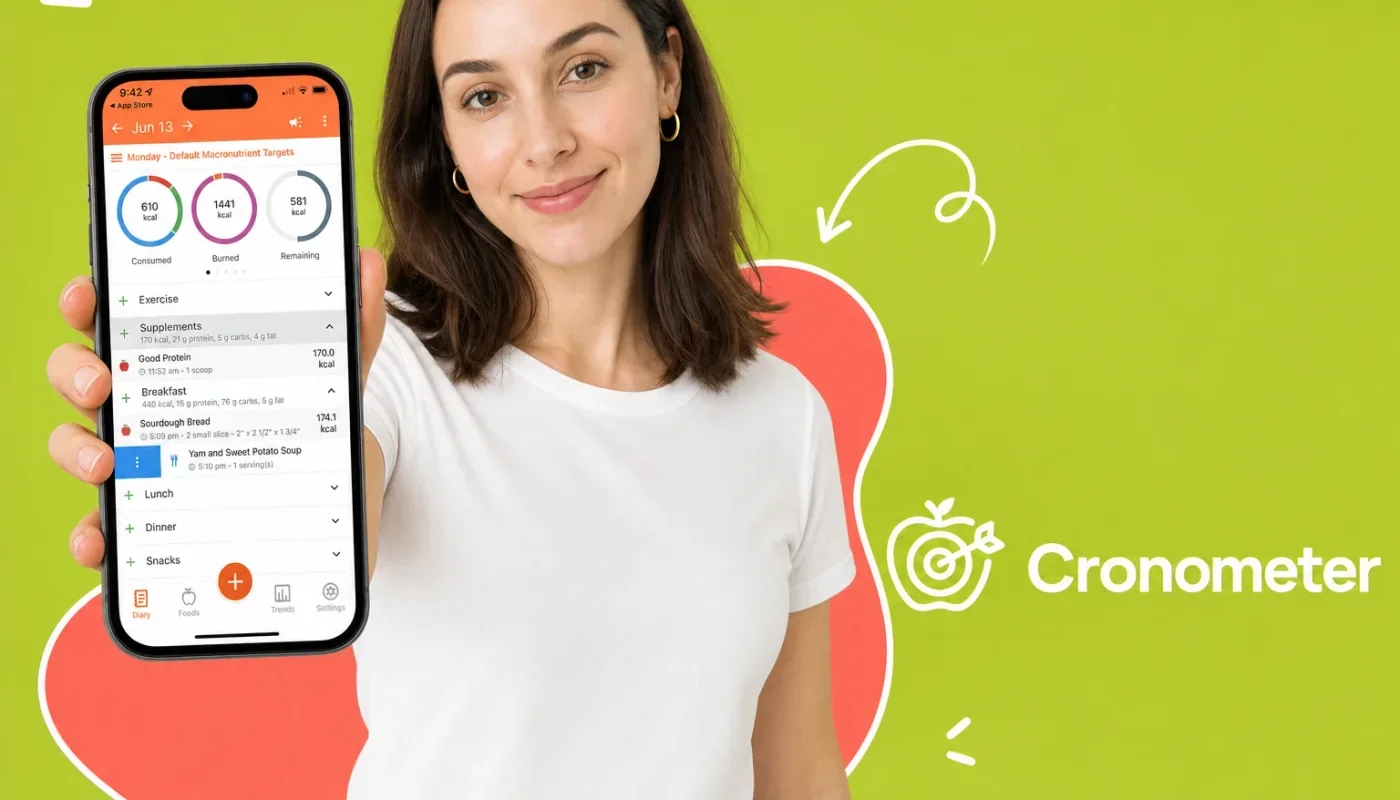 Smartphone beside a colorful healthy meal bowl, representing nutrition tracking app choices in 2026