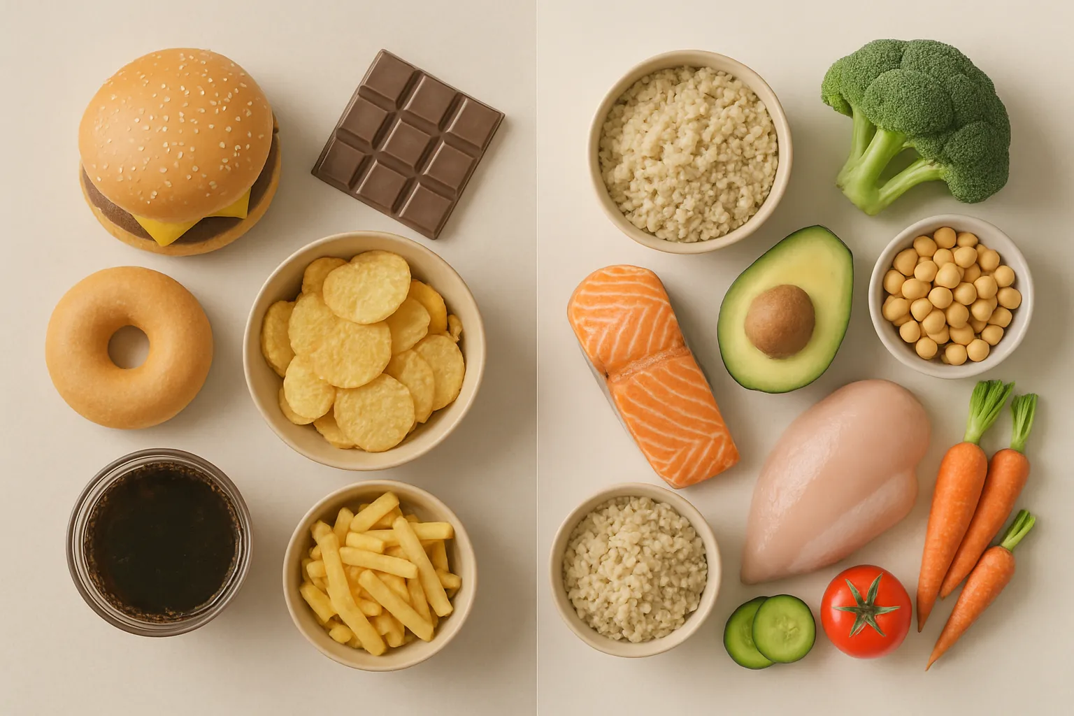 Before and after comparison of healthy meal planning for PCOS management