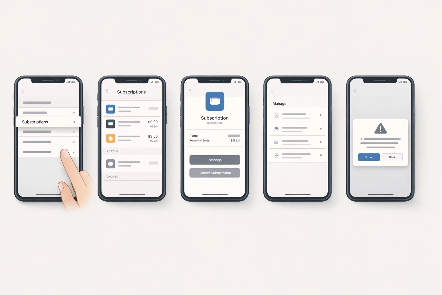 Visual guide showing subscription cancellation steps on smartphone