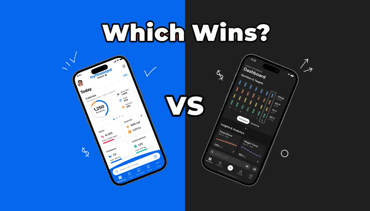 MyFitnessPal vs MacroFactor 2026 comparison: pricing, food database, adaptive macro coaching, and food logging speed side by side