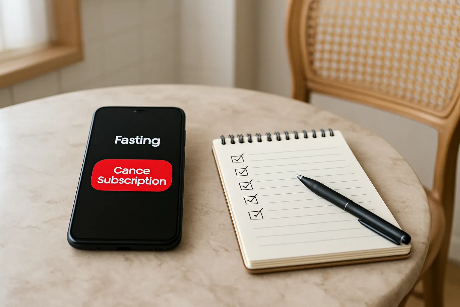 Personne suivant avec attention les étapes d’annulation d’un abonnement sur son téléphone