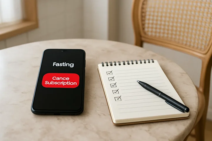 Personne suivant avec attention les étapes d’annulation d’un abonnement sur son téléphone