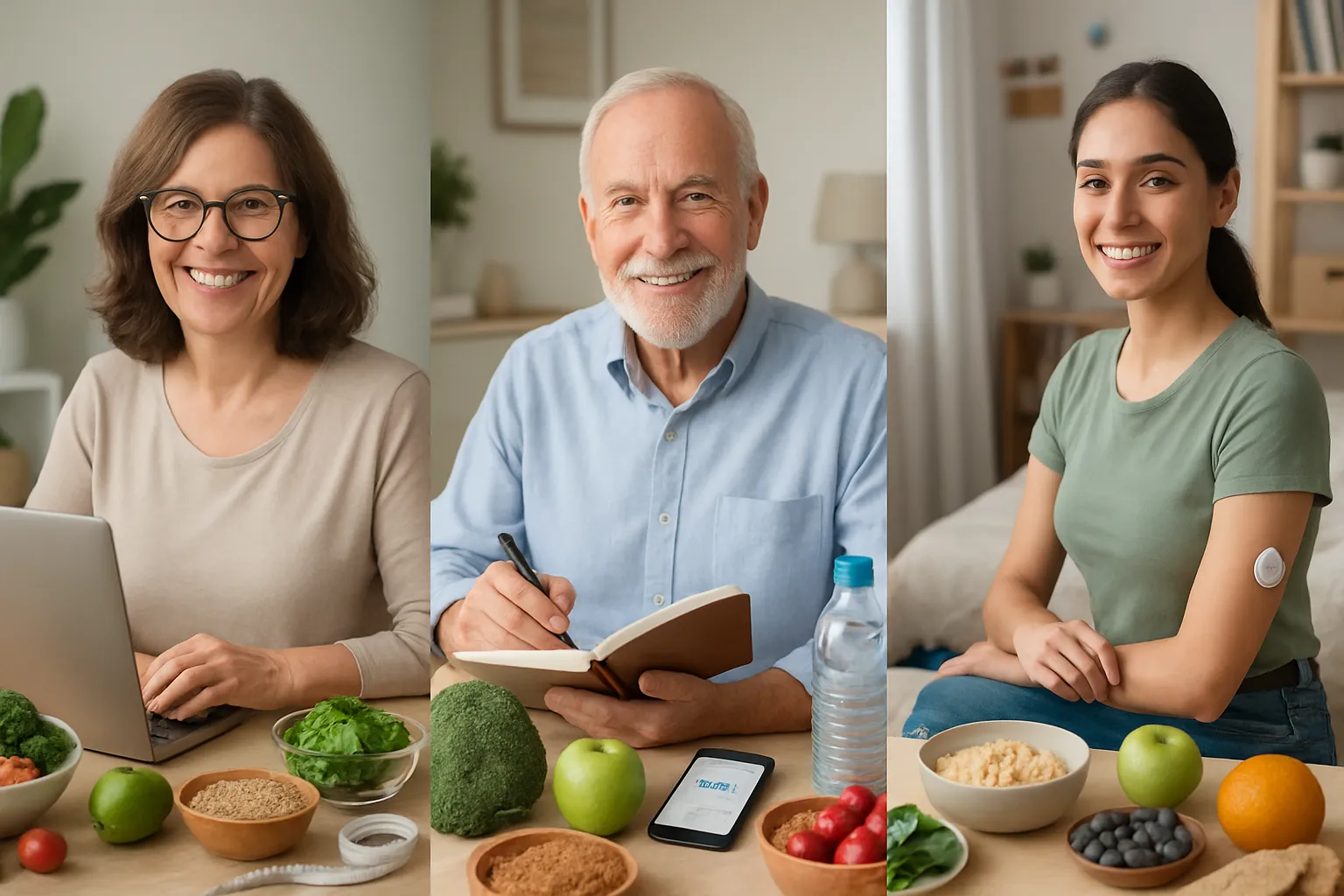 Real people managing blood sugar with smart food choices and technology