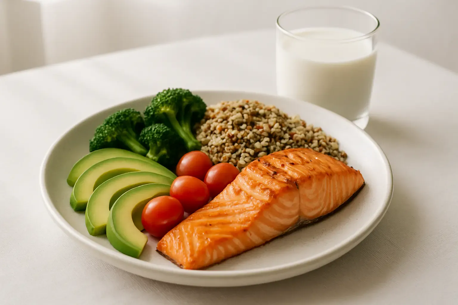 Smartphone with a nutrition app open lying next to a healthy pregnancy meal