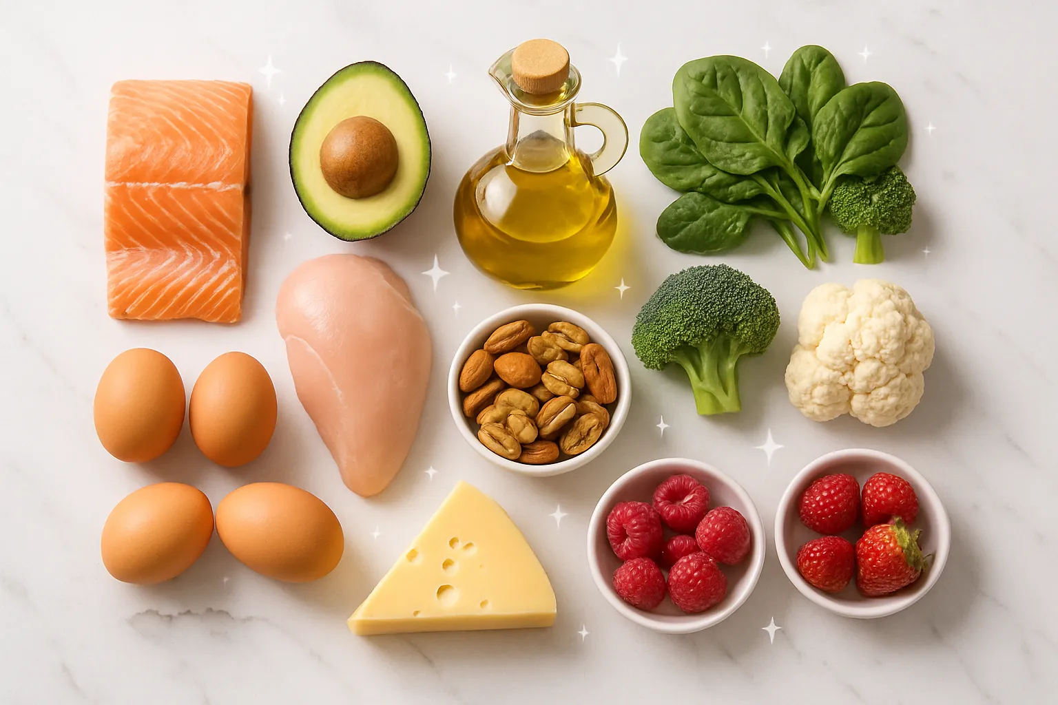 Complete keto grocery shopping layout organized by store sections