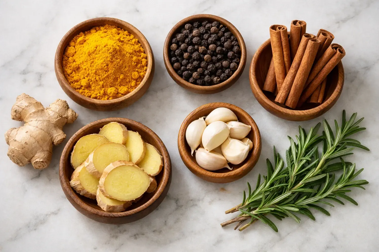 Anti-inflammatory spices for PCOS including turmeric, ginger, cinnamon, and black pepper
