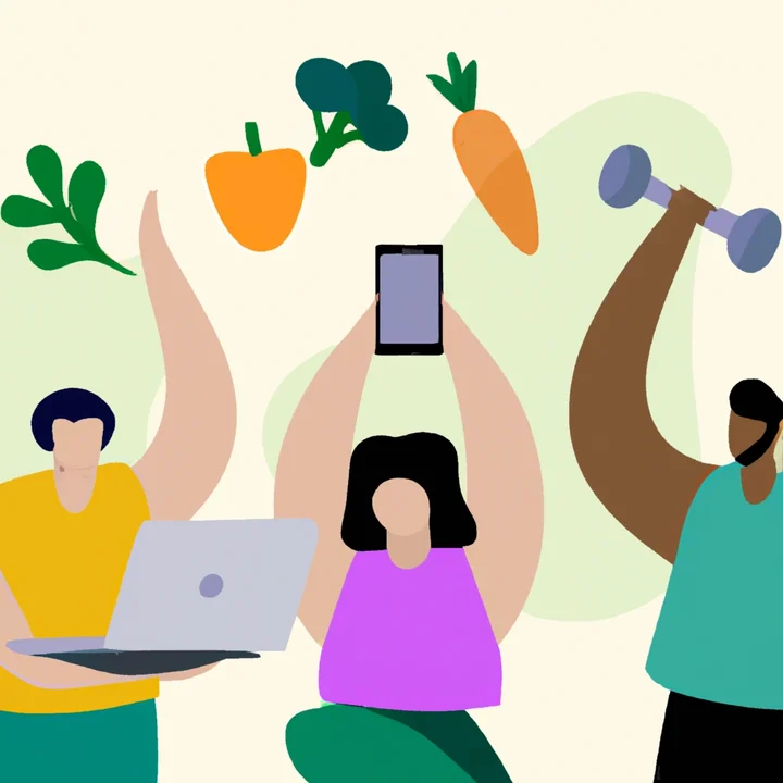 Three different people each tracking food on their phones with icons showing their goals