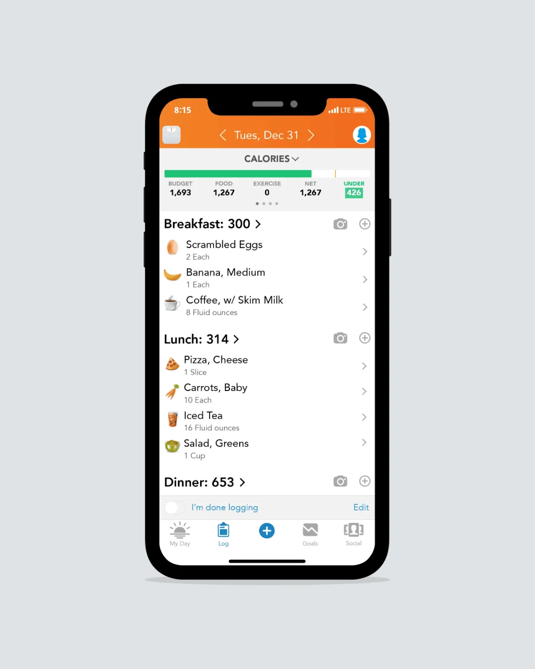 Lose It! app interface demonstrating clean design with AI food recognition and intuitive user experience